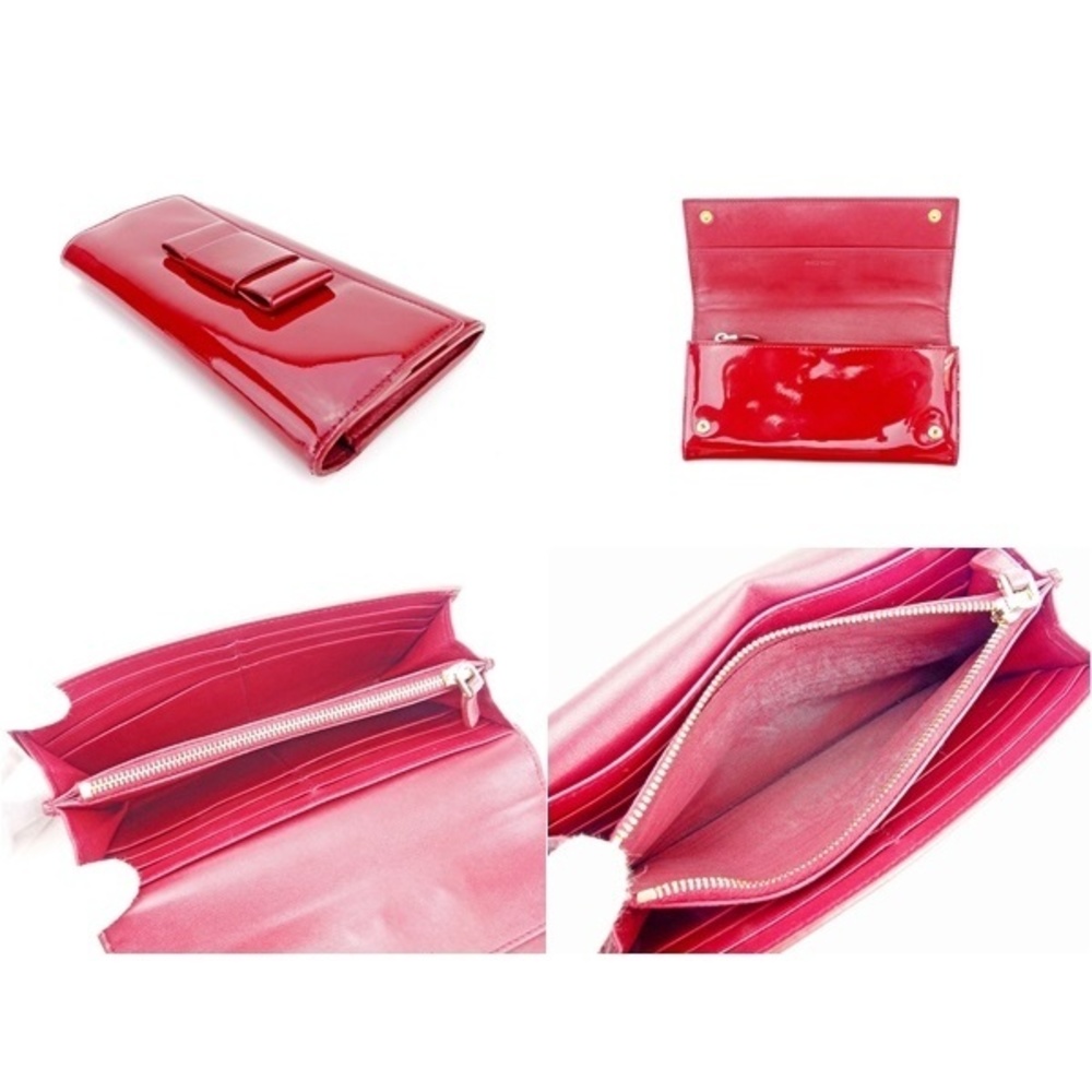 Miu Miu Long Wallet Ribbon Motif Red Enamel - image 6